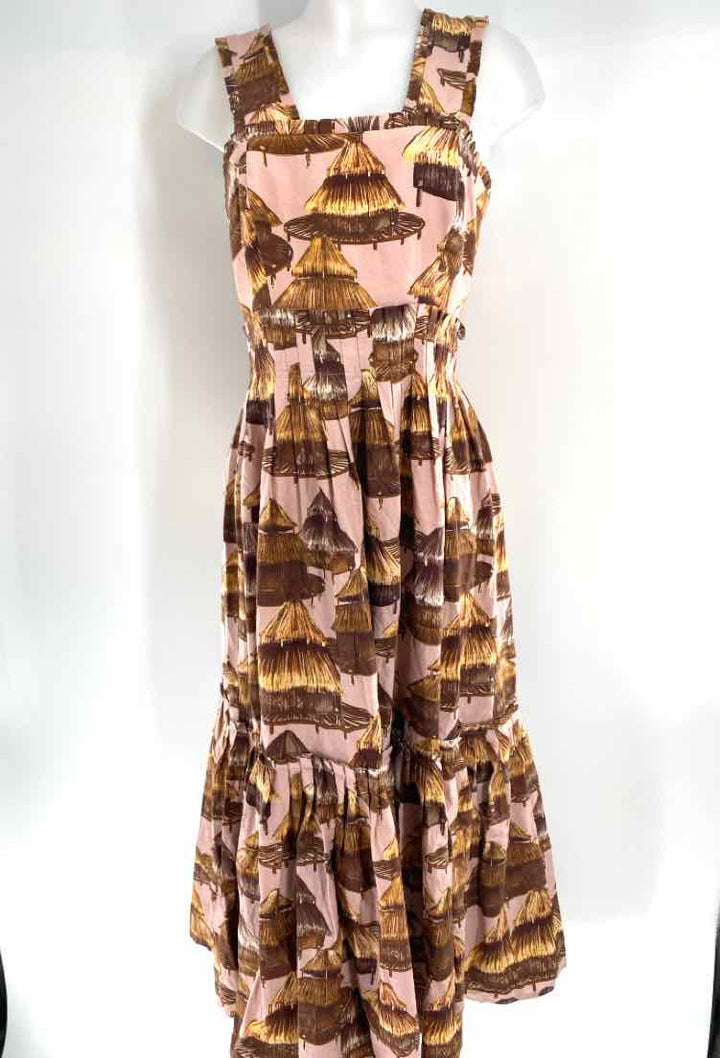 Size M FARM RIO Brown Print Dress