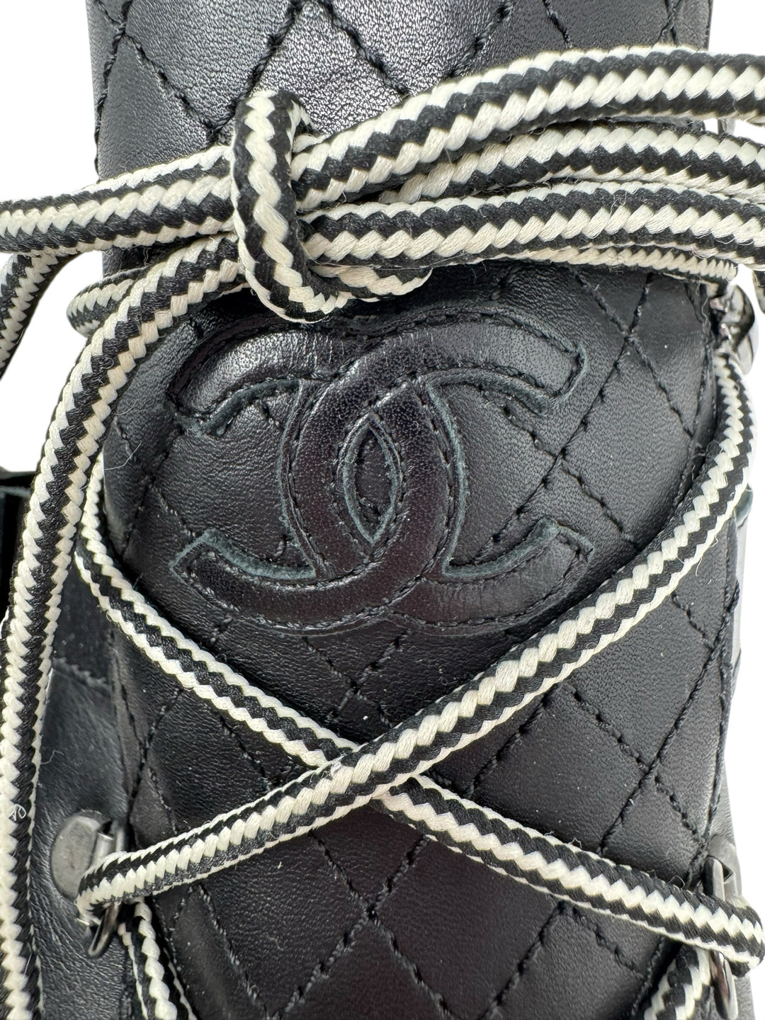 Shoe Size 38 Chanel Black Leather Luxury - Boots