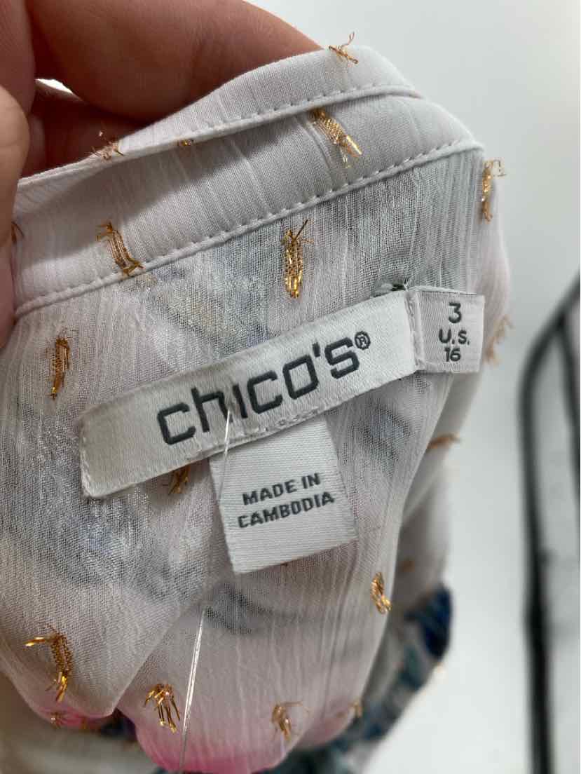 Size 16 Chico's White Print Shirt