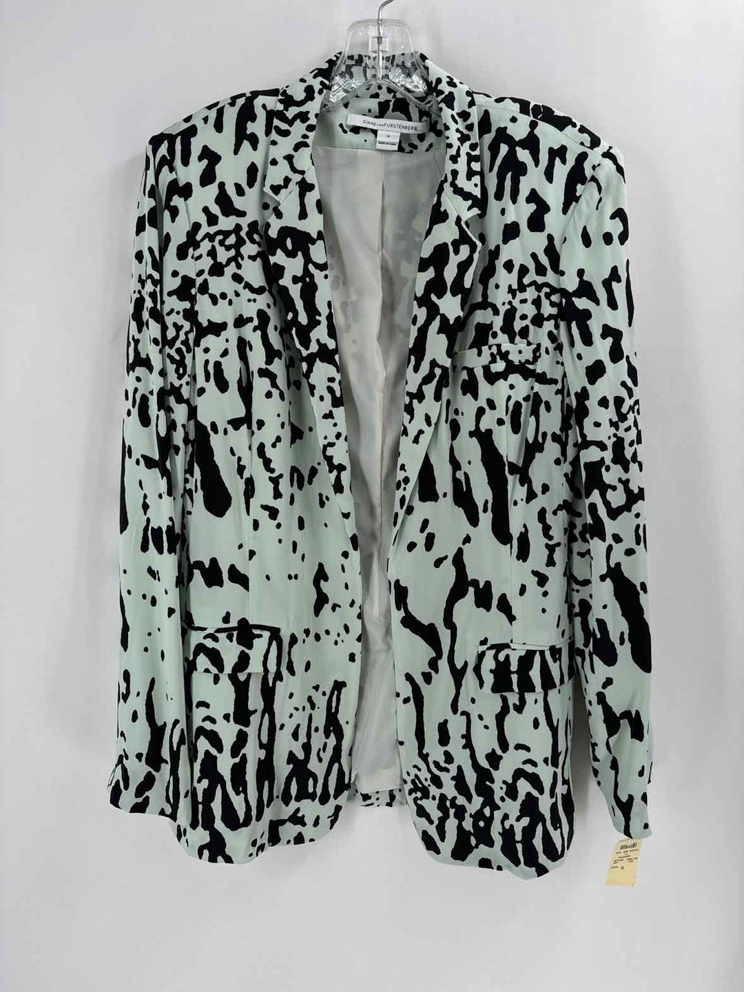 Size 12 DIANE VON FURSTENBERG Green Print Blazer