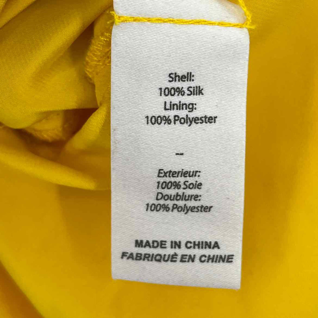 Size M CINQ DE SEPT Yellow Silk Shirt