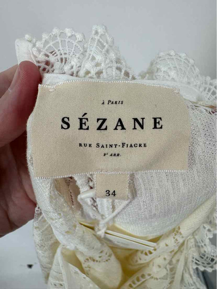 Size 2 SEZANE Ivory Lace Shirt