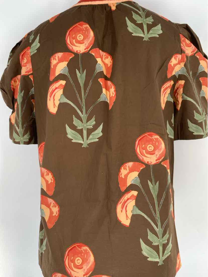 Size L ENTRO Brown Print Shirt