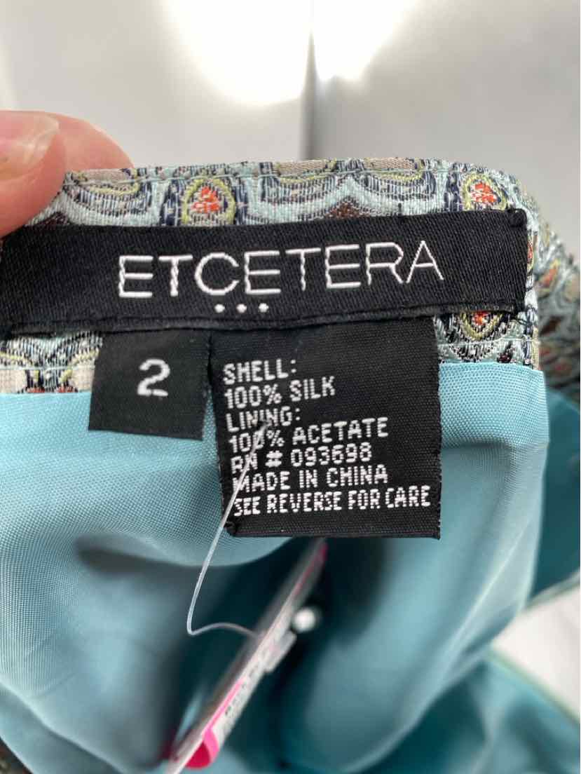 Size 2 ETCETERA Blue Print Skirt