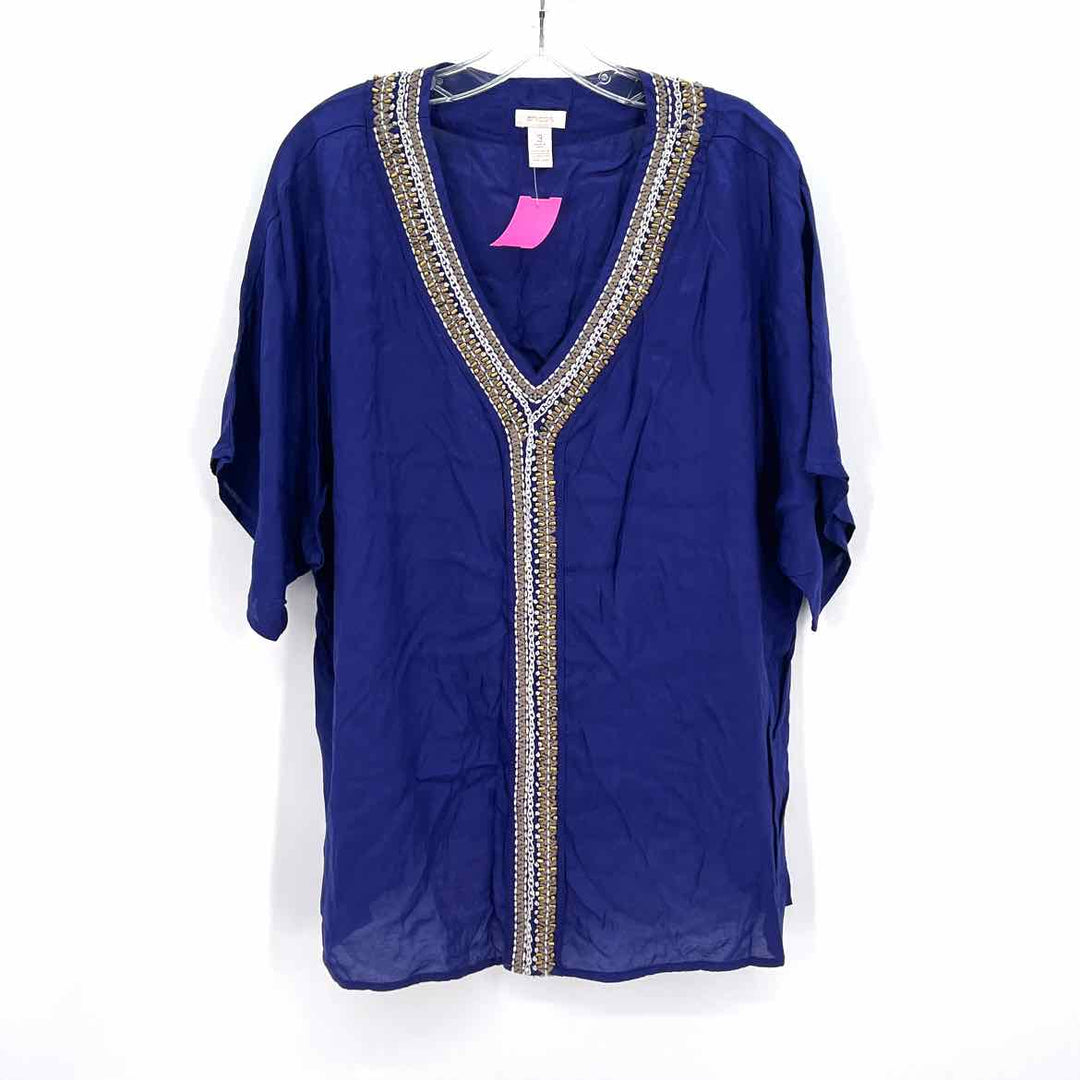 Size XL Chico's Royal Blue Beaded Shirt
