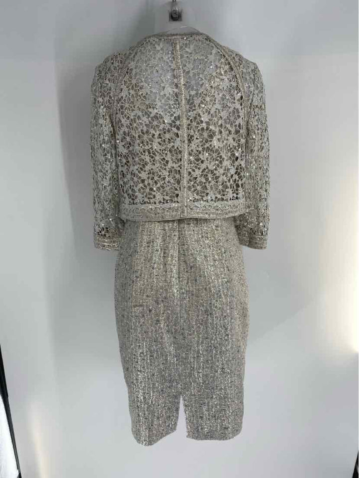 Size 10 KAY UNGER Gold Lace Dress