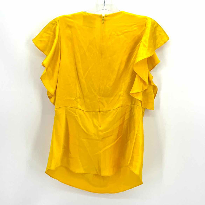 Size M CINQ DE SEPT Yellow Silk Shirt