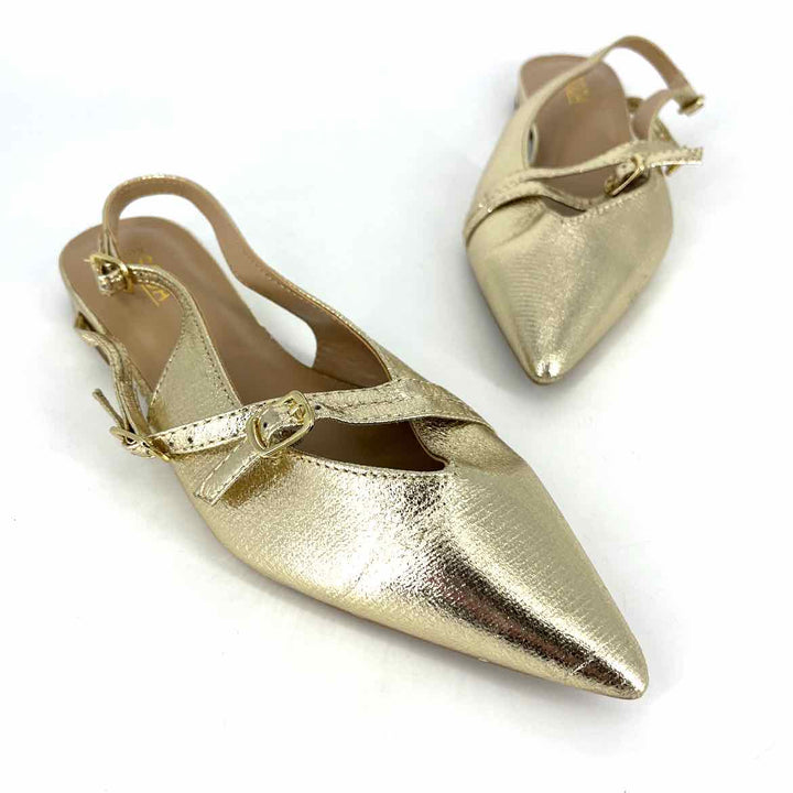 Shoe Size 7.5 Gold Faux Leather Flats