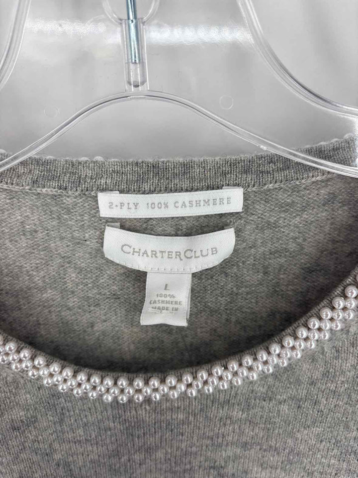 Size L CHARTER CLUB Gray Cashmere Sweater