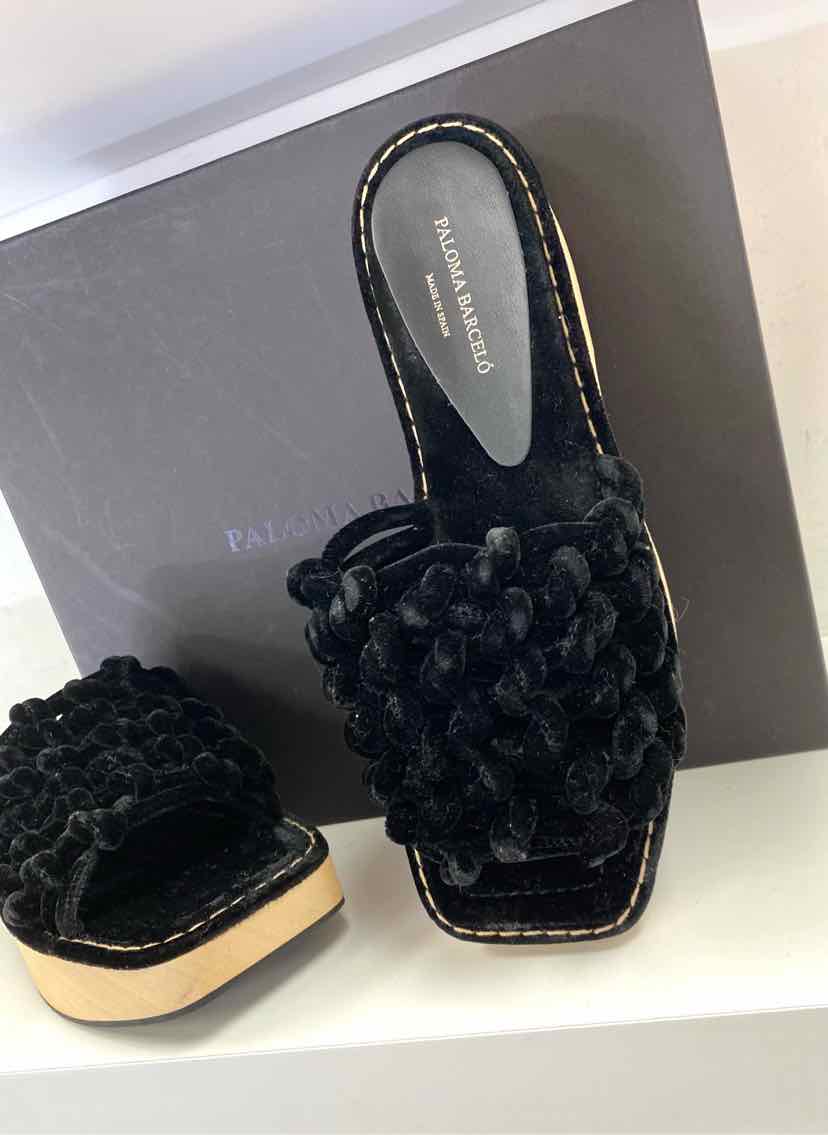 Shoe Size 39 Black Velour Luxury - Sandals