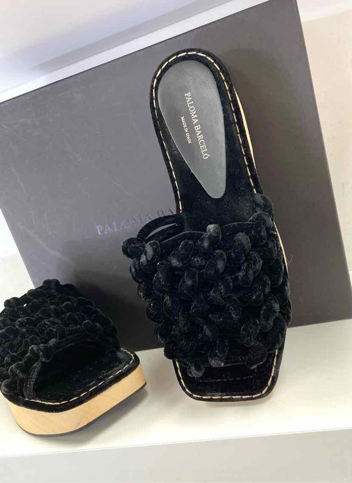 Shoe Size 39 Black Velour Luxury - Sandals