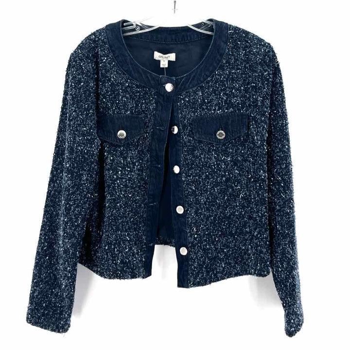 Size XL ON 34TH Navy Denim Tweed Jacket