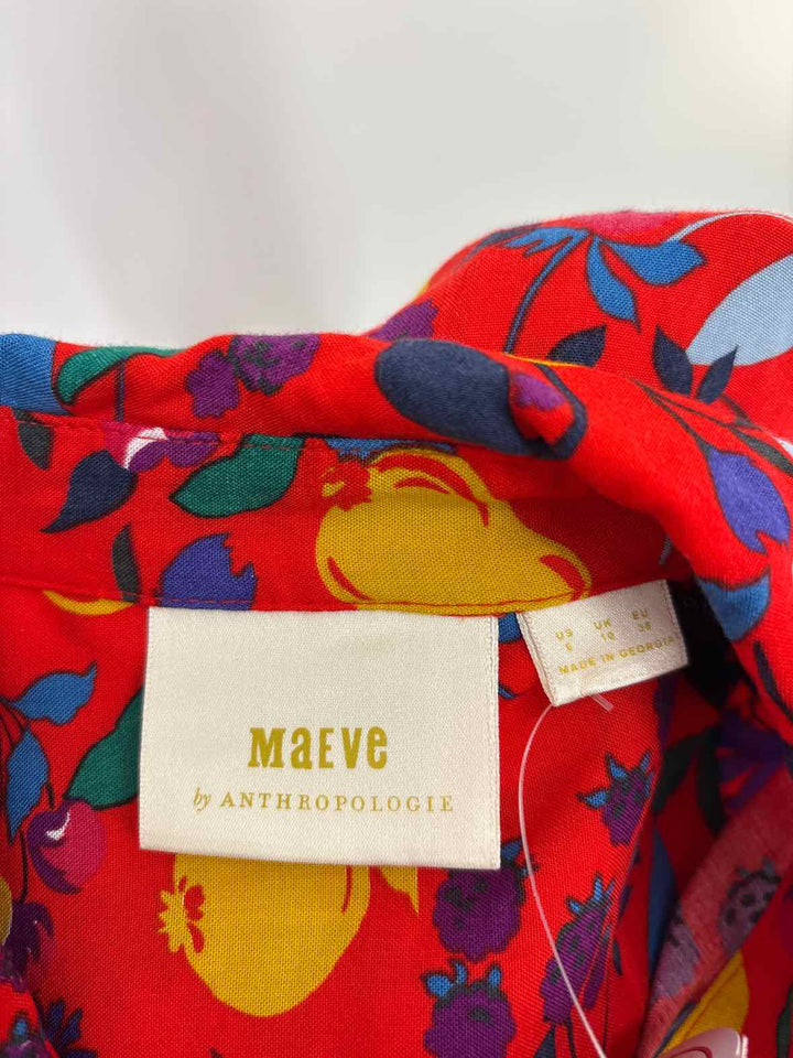 Size 6 MAEVE Red Print Shirt
