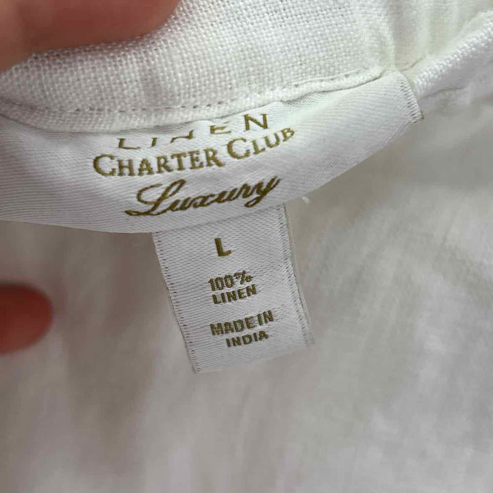 Size L CHARTER CLUB White Linen Pants