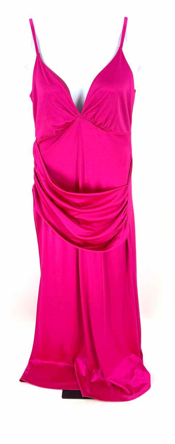 Size 2X FASHION NOVA Fuschia Satin Dress