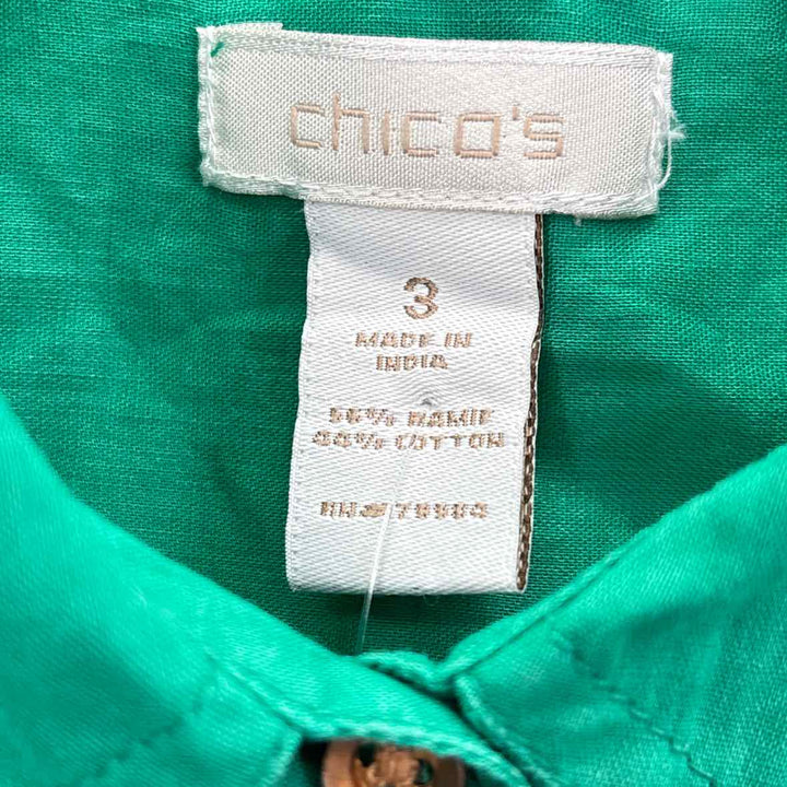 Size 3 Chico's Green Cotton Shirt