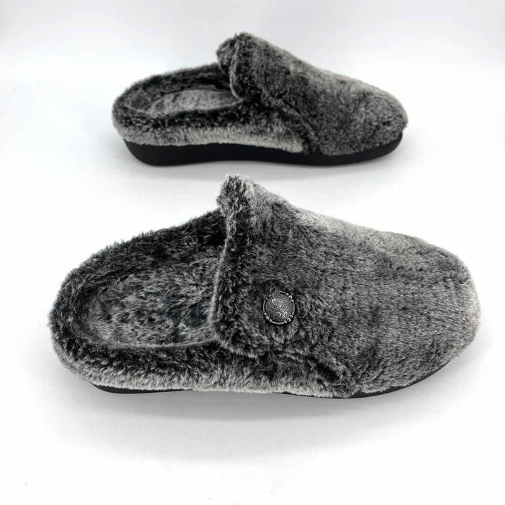 Shoe Size 7 ALEGRIA Gray Faux Fur Slippers