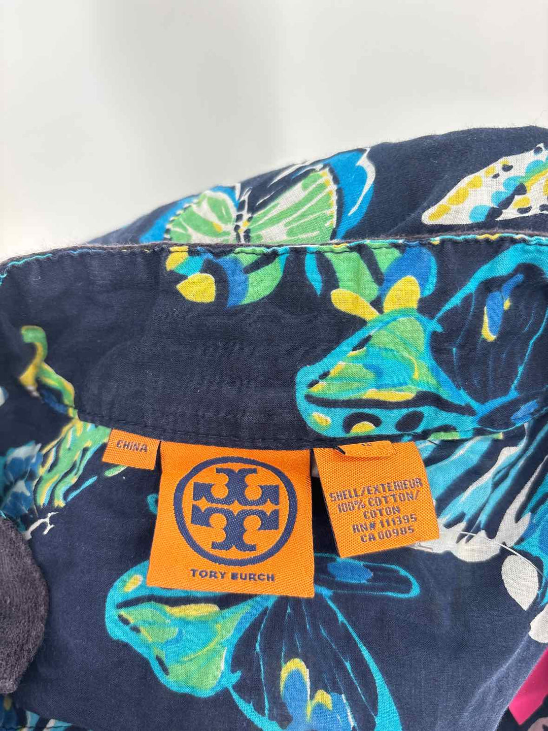 Size 12 Tory Burch Navy Print Shirt