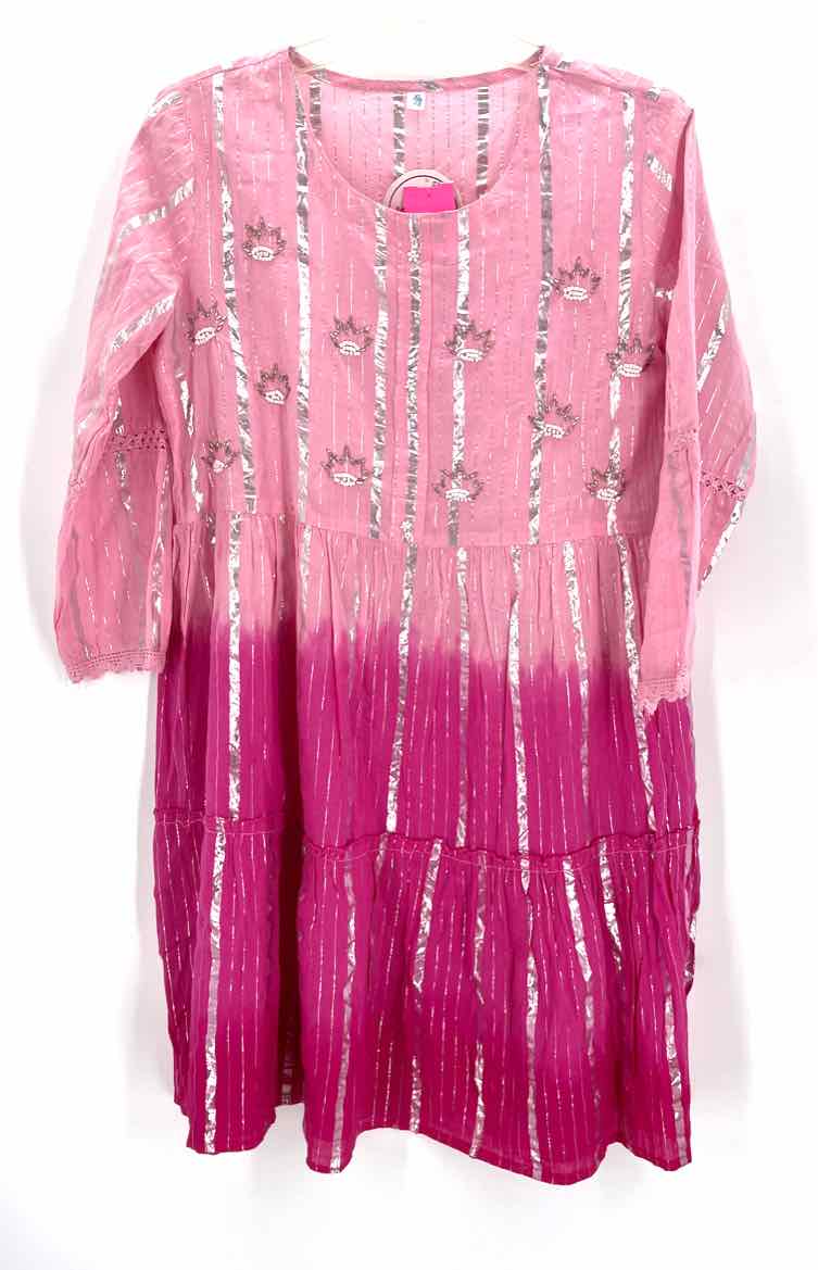 Size XL Pink Crochet Beaded Dress