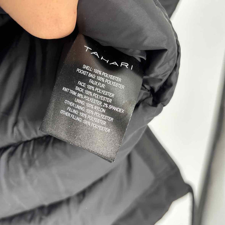 Size L TAHARI Black Nylon Coat
