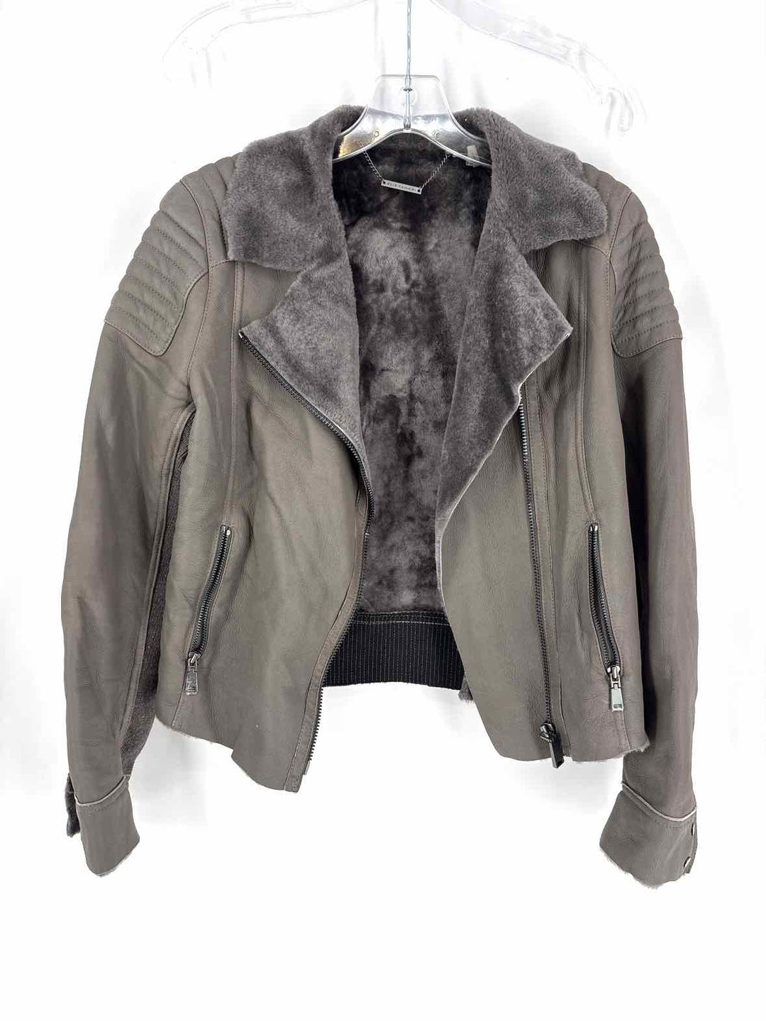 Size S ELIE TAHARI Brown Leather Jacket