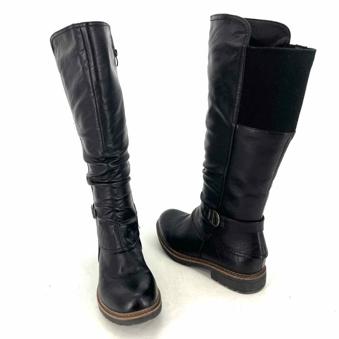 Shoe Size 41 Black Faux Leather Boots