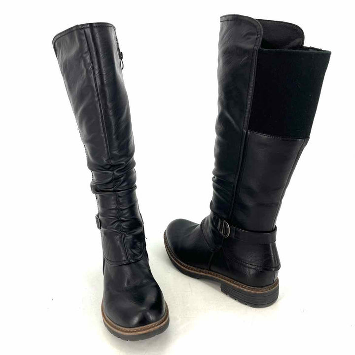 Shoe Size 41 Black Faux Leather Boots