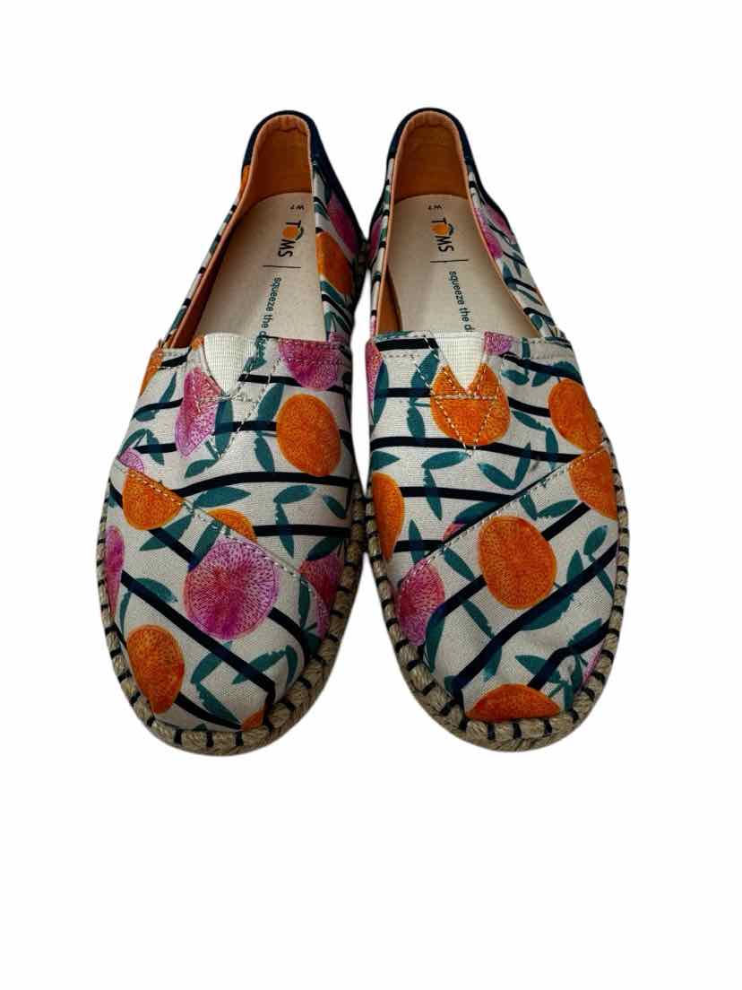 Shoe Size 7 Toms Multi-Color Canvas Flats