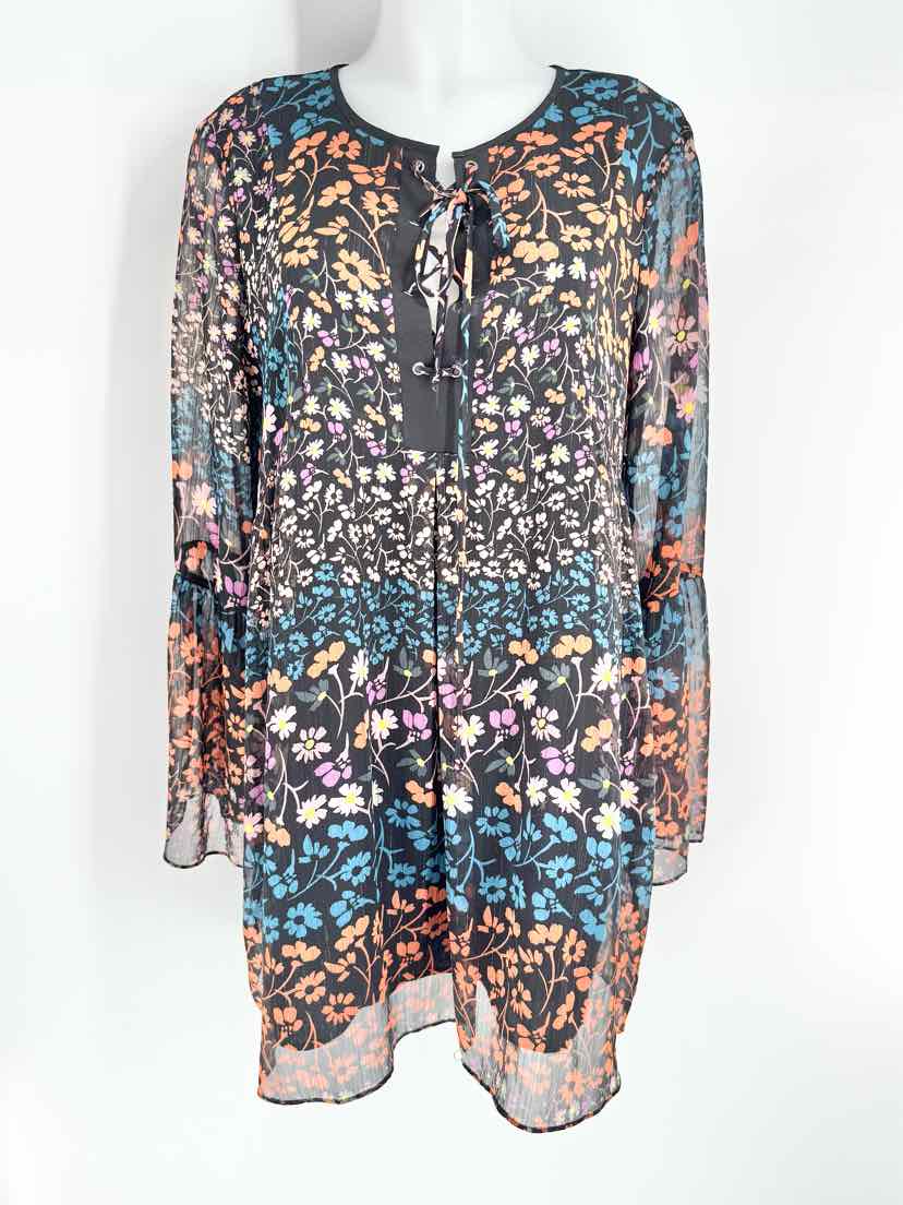 Size L BCBG Black Print Dress