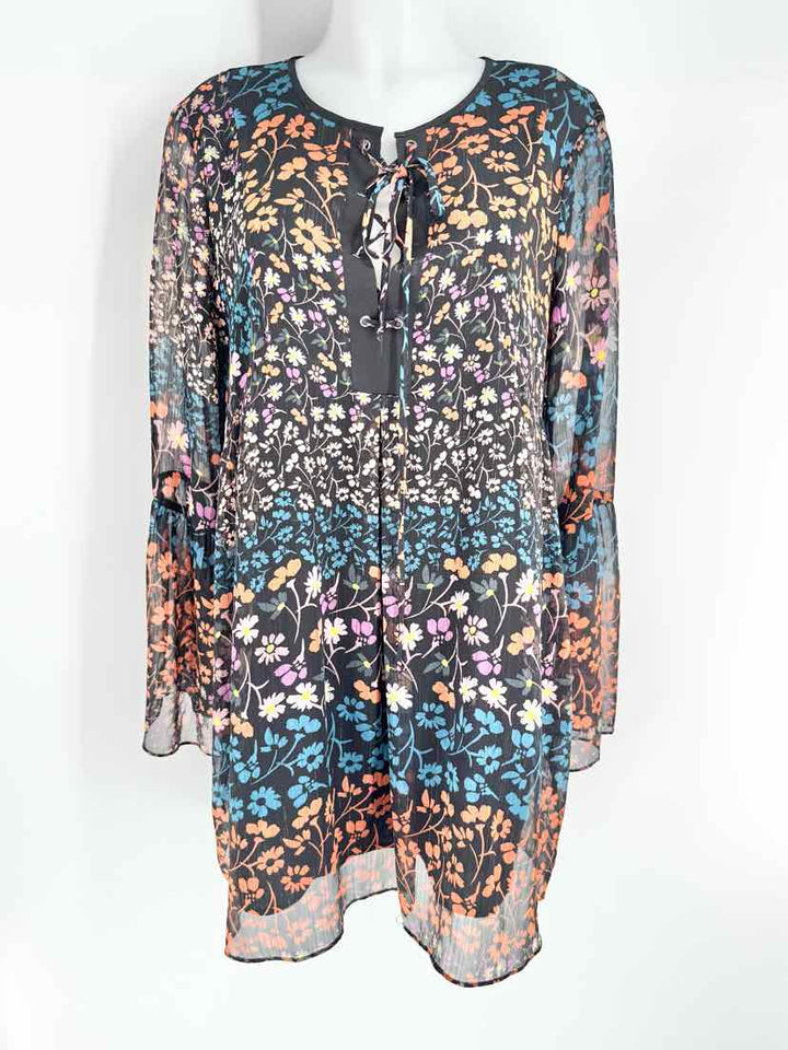 Size L BCBG Black Print Dress