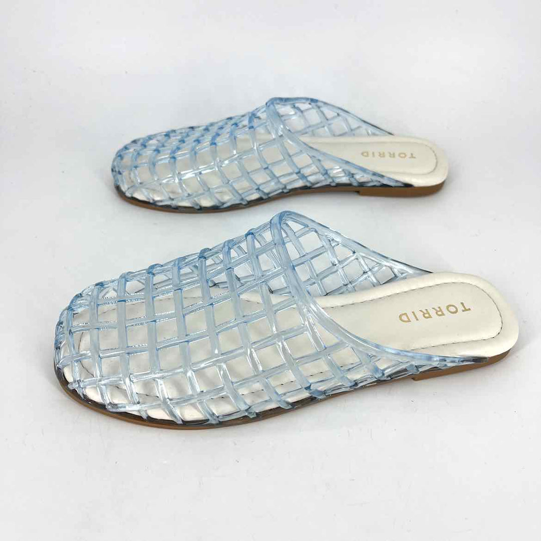 Shoe Size 8 Torrid Light Blue Faux Leather Plastic Flats