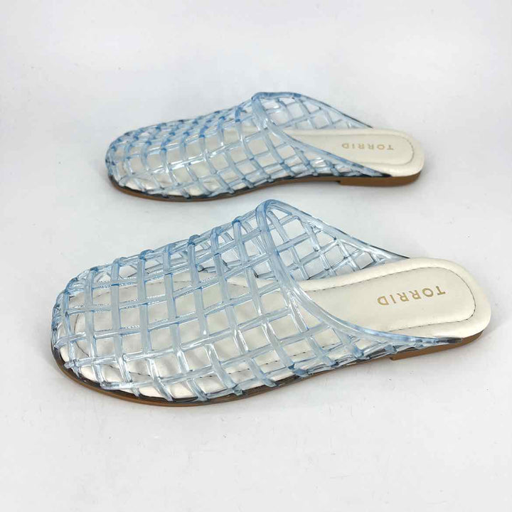Shoe Size 8 Torrid Light Blue Faux Leather Plastic Flats
