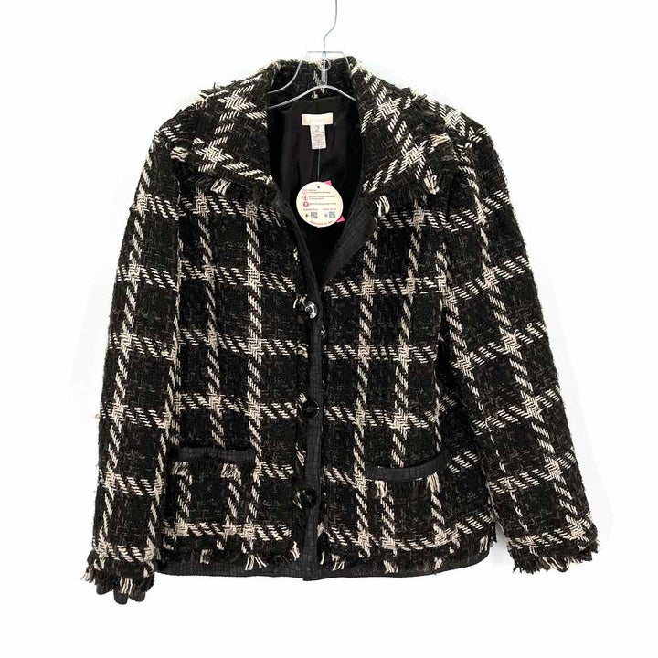 Size L Chico's Multi-Color Tweed Faux Leather Coat