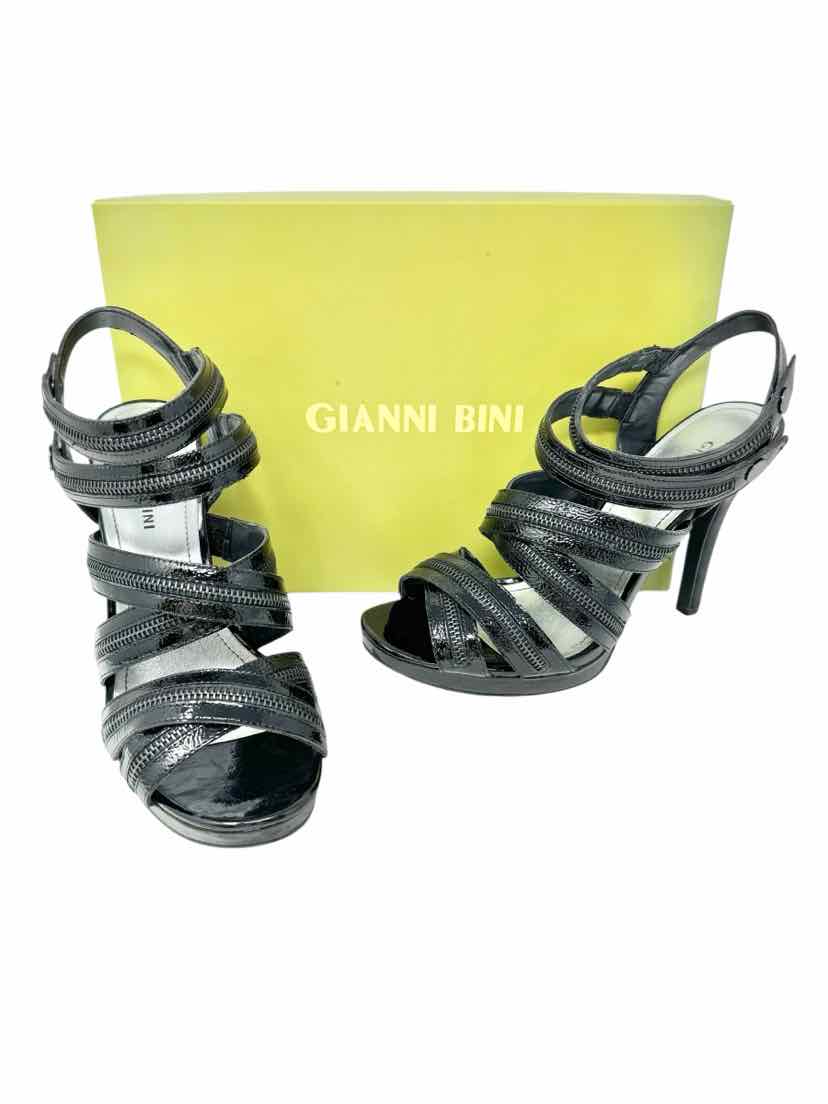 Shoe Size 10 Gianni Bini Black PATENT Sandals