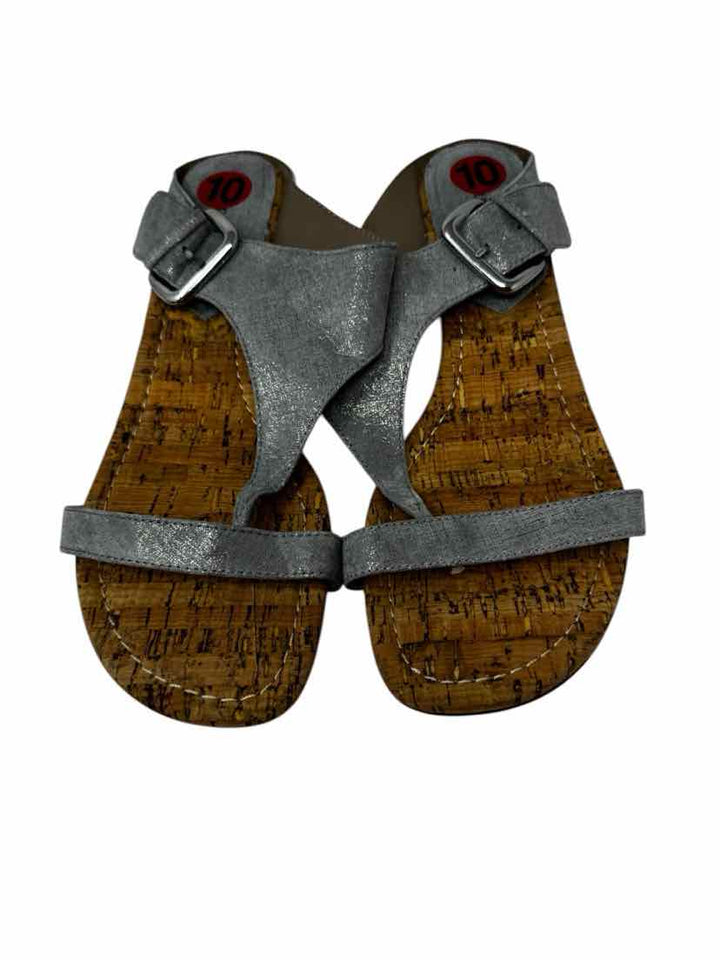 Shoe Size 10 DONALD PLINER Silver Leather Sandals