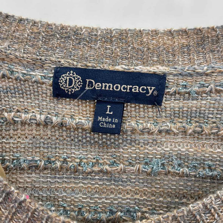 Size L DEMOCRACY Multi-Color Knit Cardigan