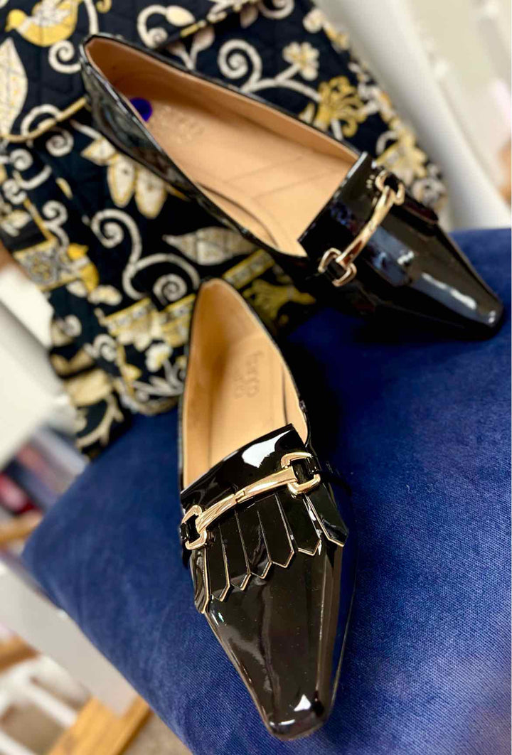Shoe Size 8 FRANCO SARTO Black PATENT Flats