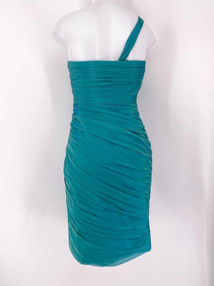 Size 6 CARMEN MARC VALVO Teal Luxury - Dress
