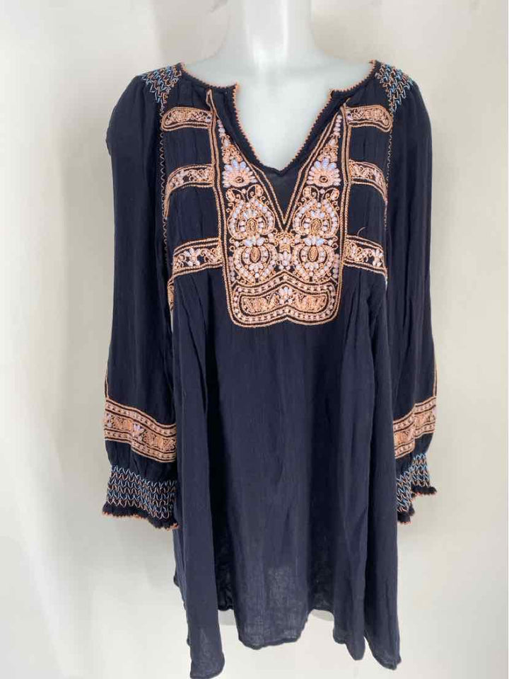 Size XS FREE PEOPLE Navy Print Dress