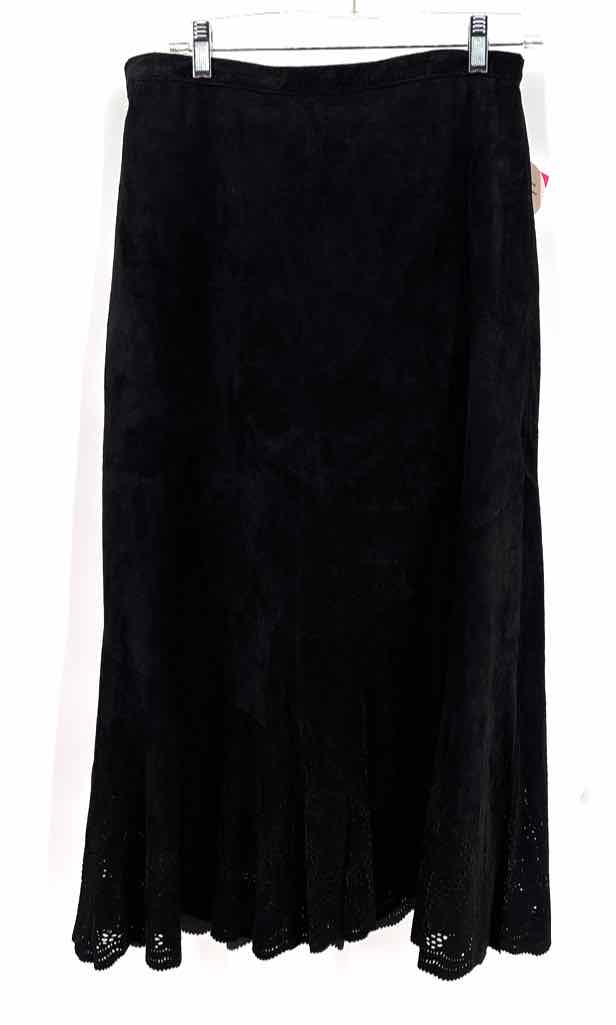 Size L Chico's Black Suede Skirt Suit