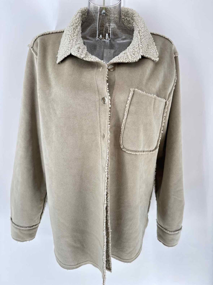 Size L DYLAN Taupe Fleece Shirt
