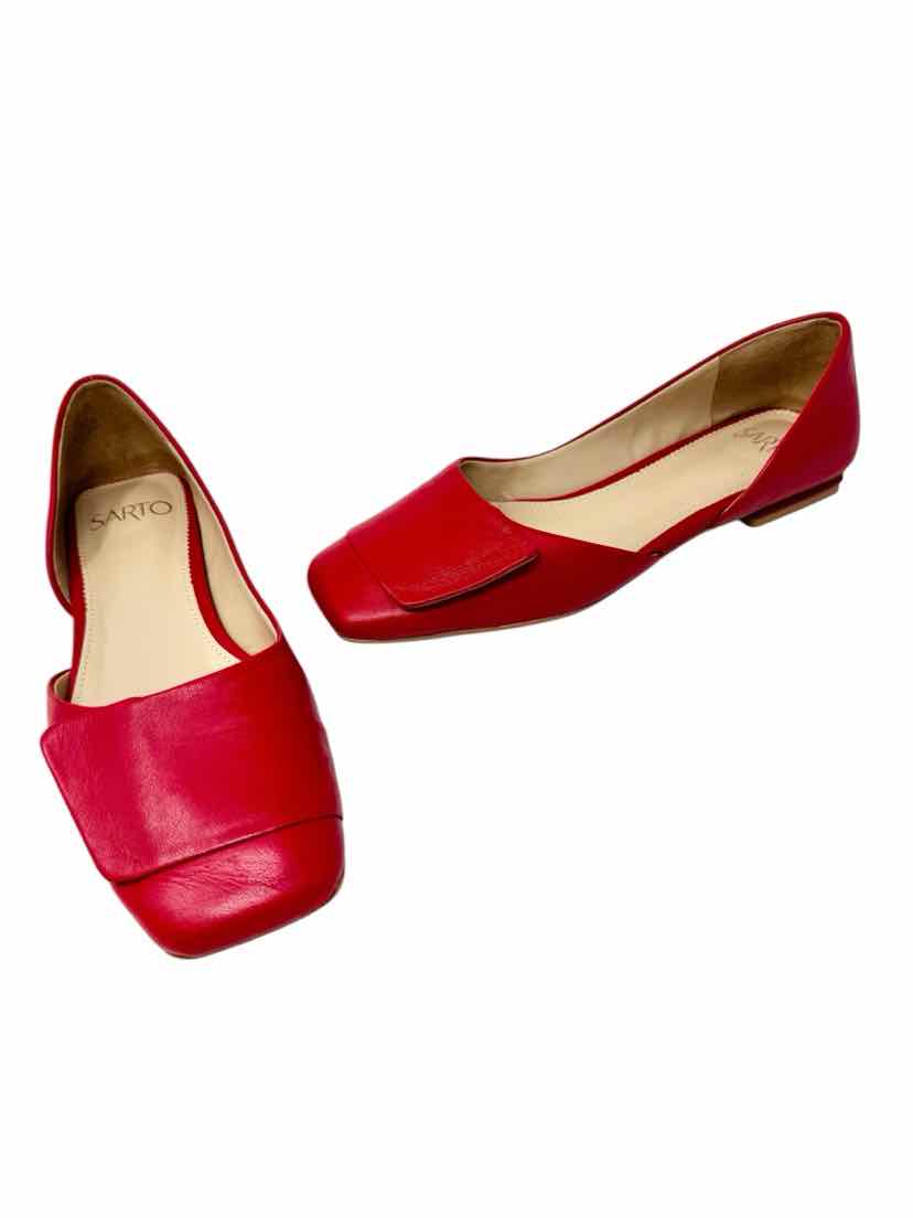 Shoe Size 7 FRANCO SARTO Red Leather Flats
