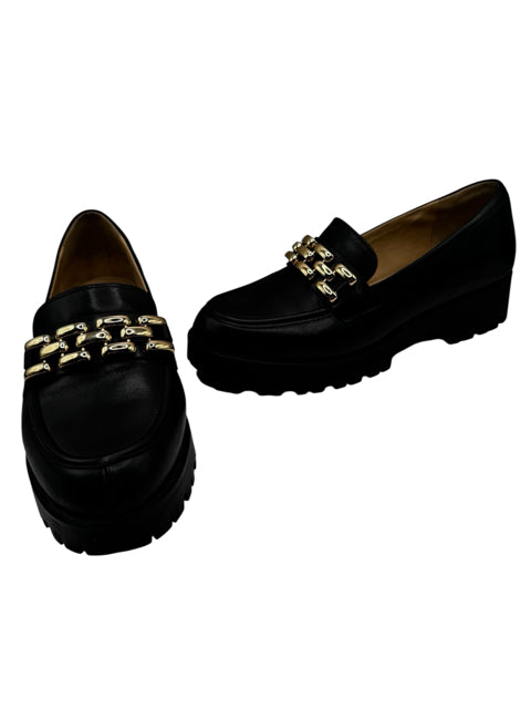 Shoe Size 9 ANTONIO MELANI Black Leather Loafers