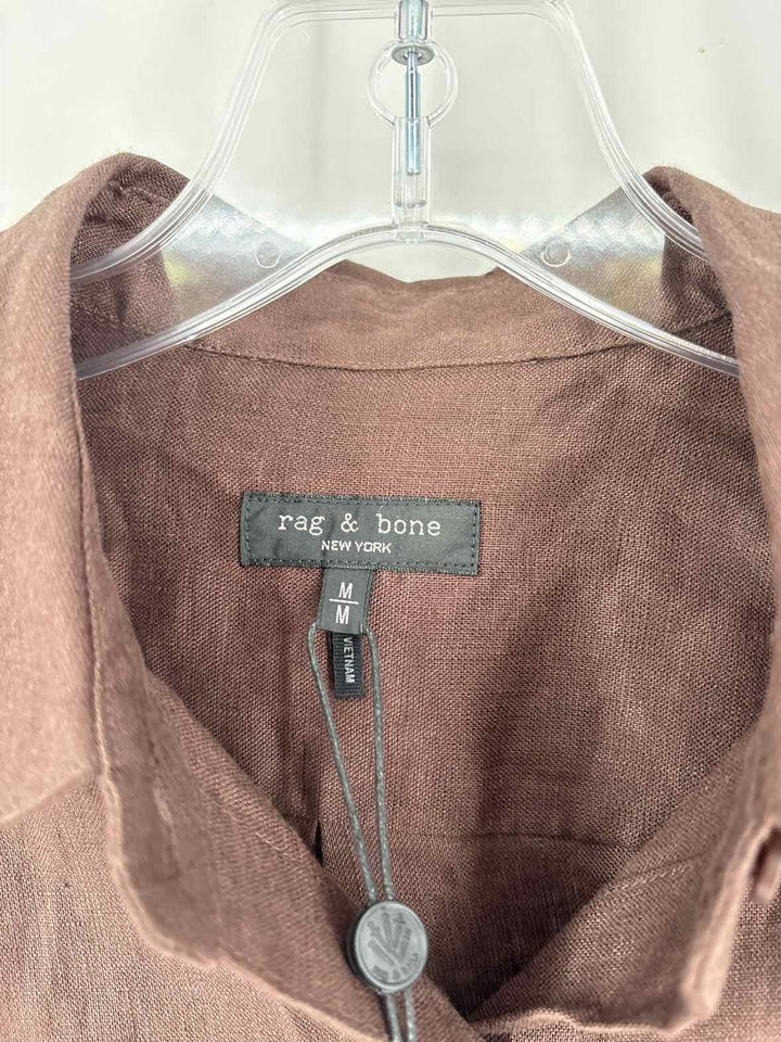 Size M RAG & BONE Brown Linen Luxury - Shirt