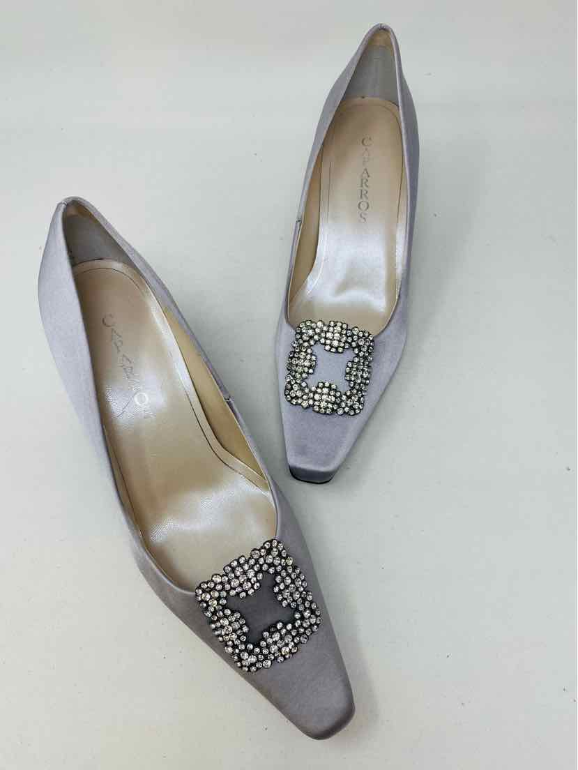 Shoe Size 10 Gray Sateen Pumps