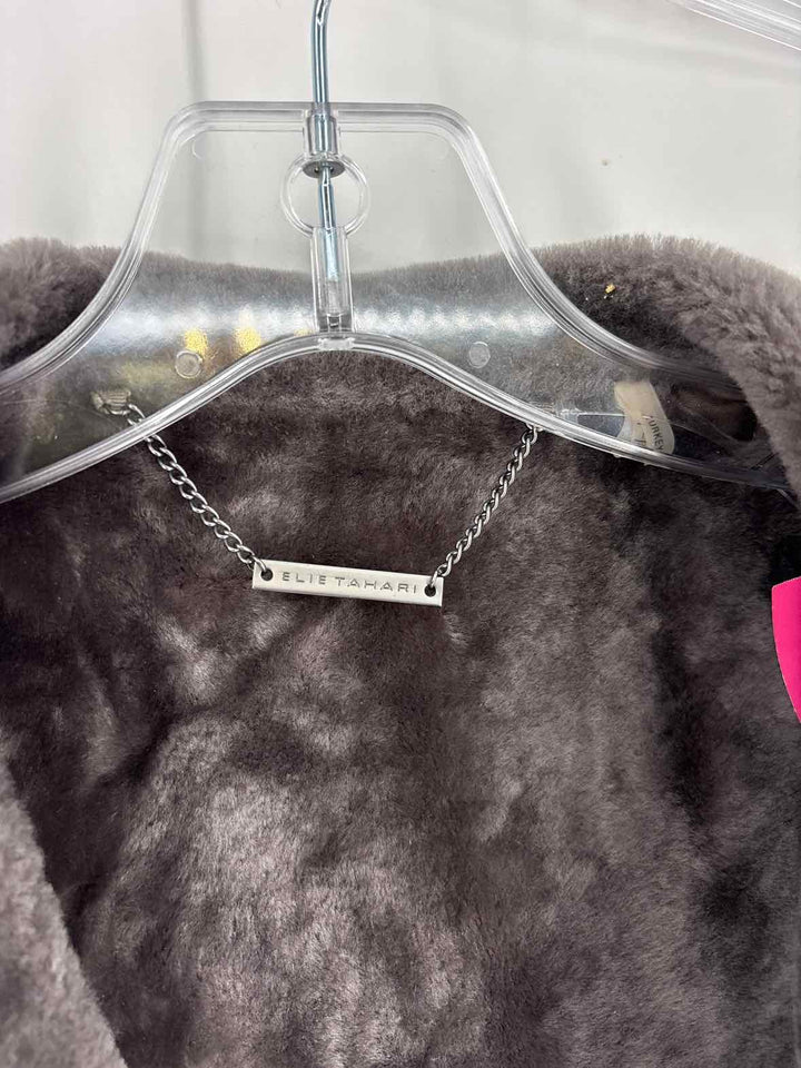 Size S ELIE TAHARI Brown Leather Jacket