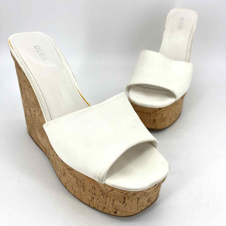 Shoe Size 9 GUESS White Faux Leather Heels
