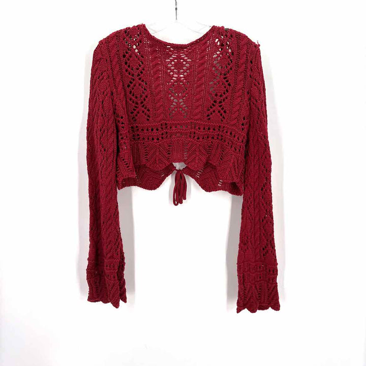 Size L Red Knit Cotton Cardigan