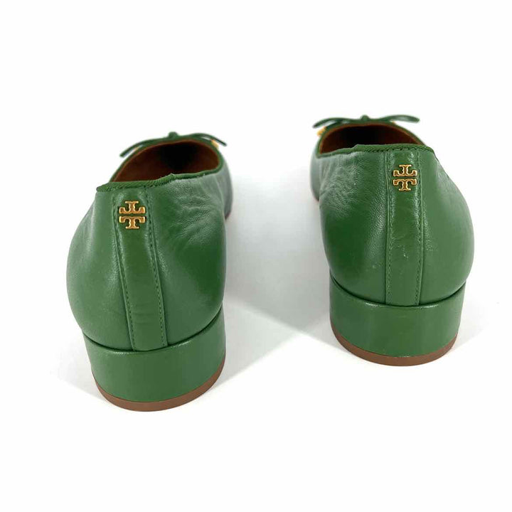 Shoe Size 10 Tory Burch Green Leather Flats