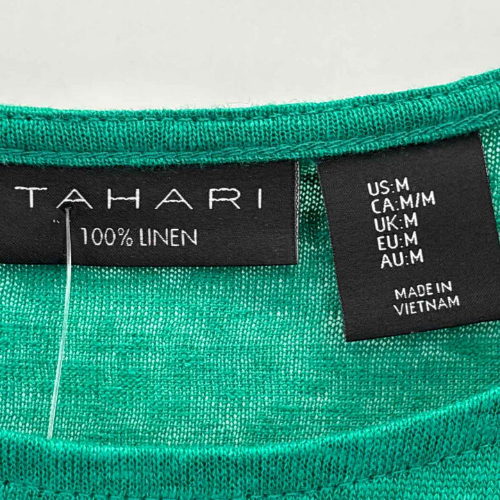 Size M TAHARI Green Linen Shirt